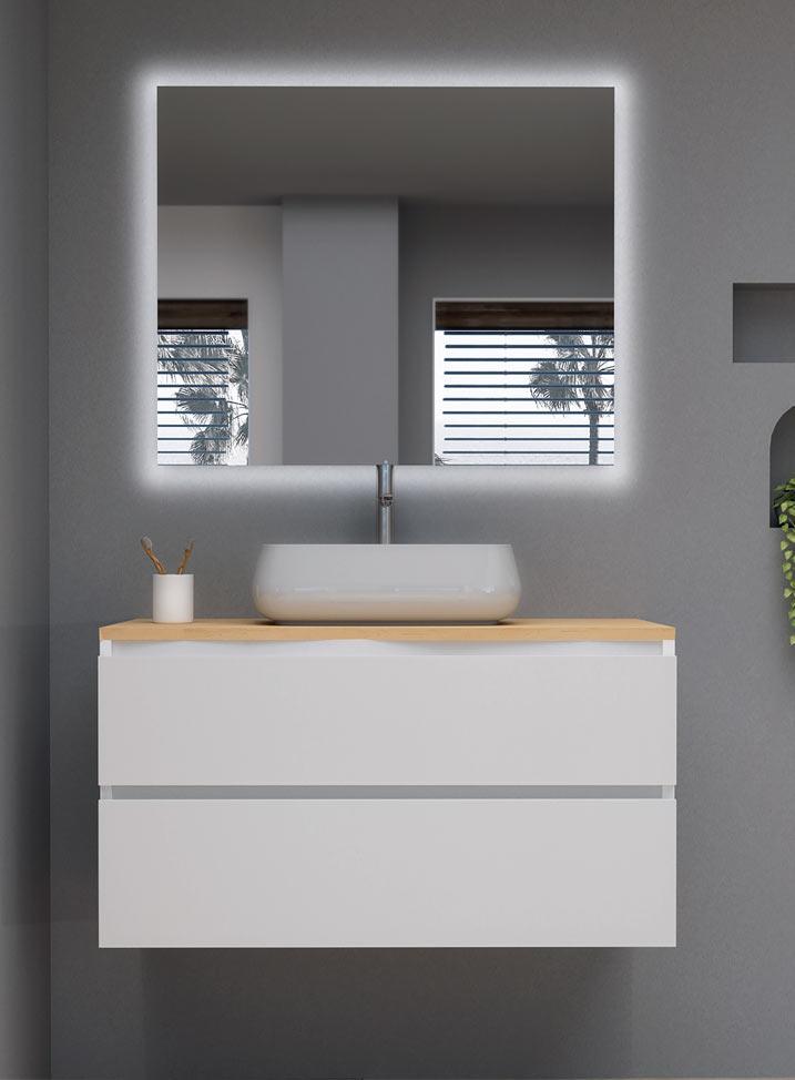 Mobile bagno sospeso con specchio