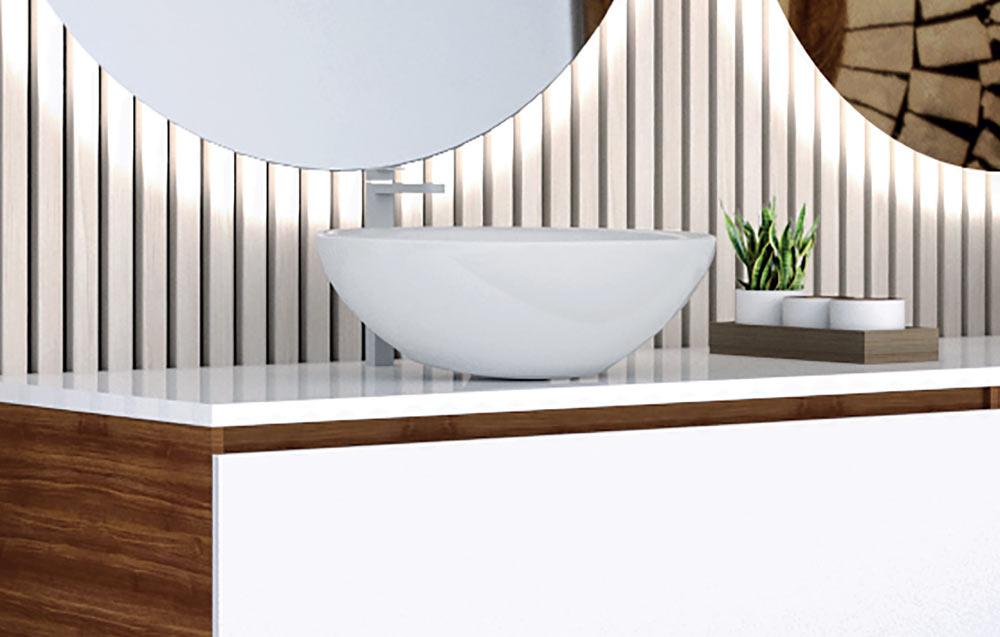 Lavabo con specchio rotondo