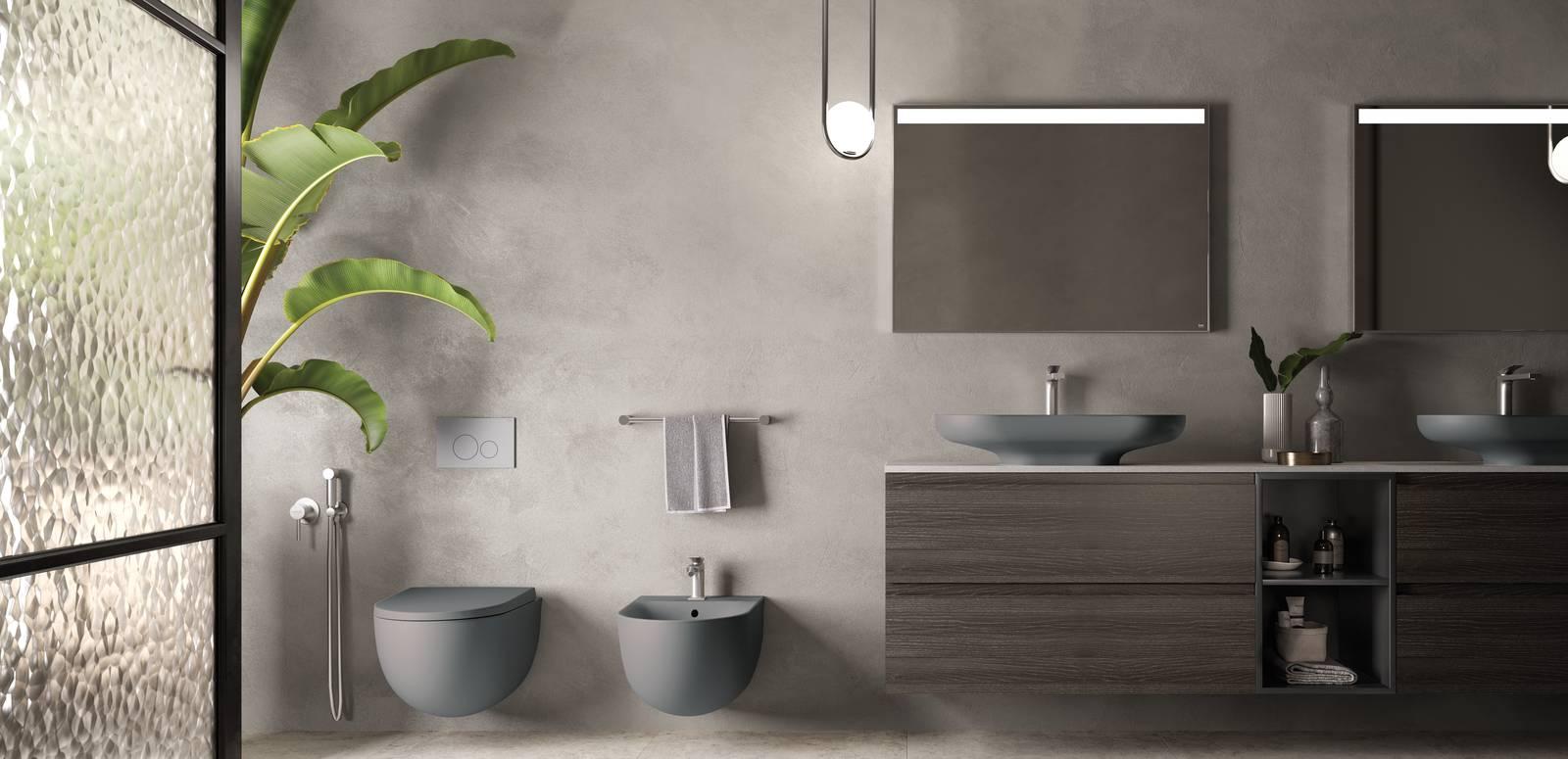 Bagno moderno con sanitari grigi