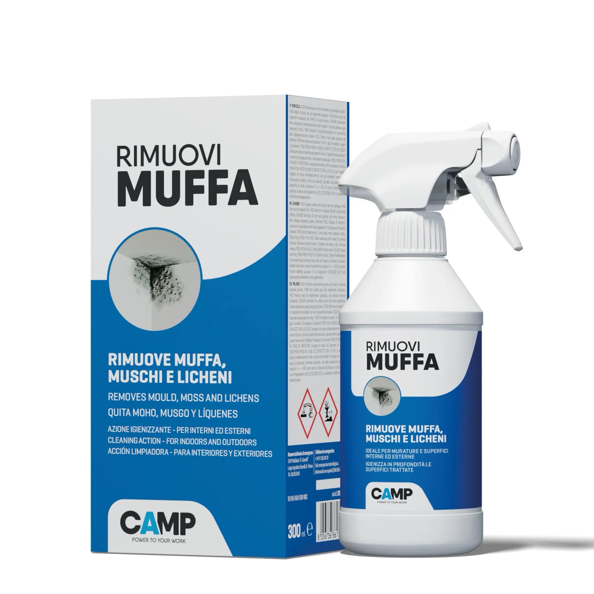 Rimuovi muffa igienizzante attivo Azione istantanea contro alghe, muschi e licheni Per interni ed esterni - 300 ml.