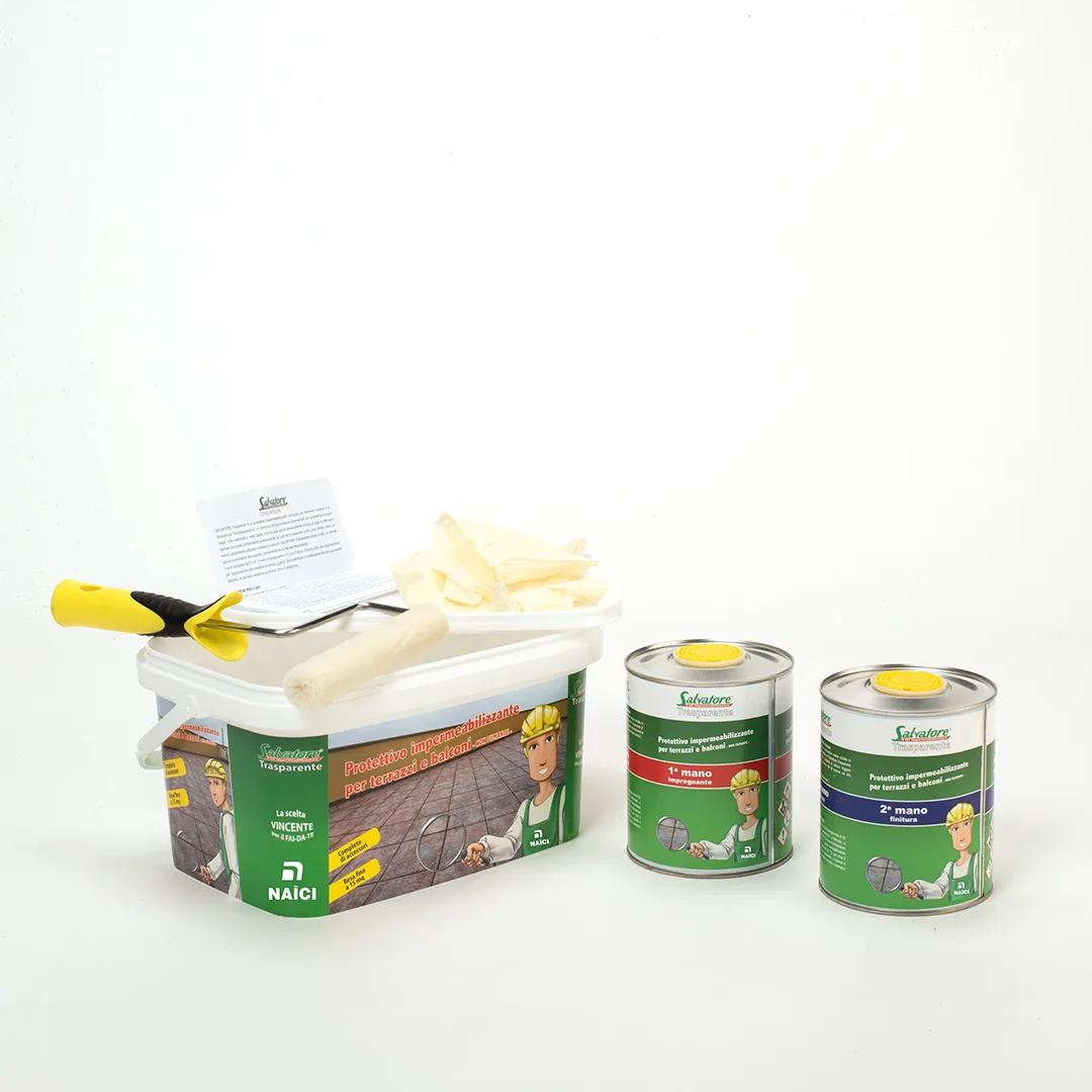Naici Salvatore Trasparente Kit 5+5 Litri - Protettivo Impermeabilizzante Trasparente per Terrazzi e Balconi