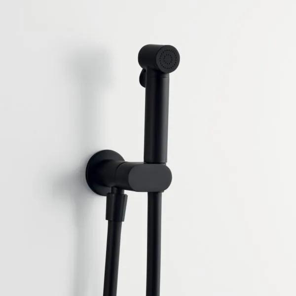 Kit Doccetta Idro-WC Tondo Ares Iris Nero Opaco con Rubinetto d'Arresto - Art. 74851