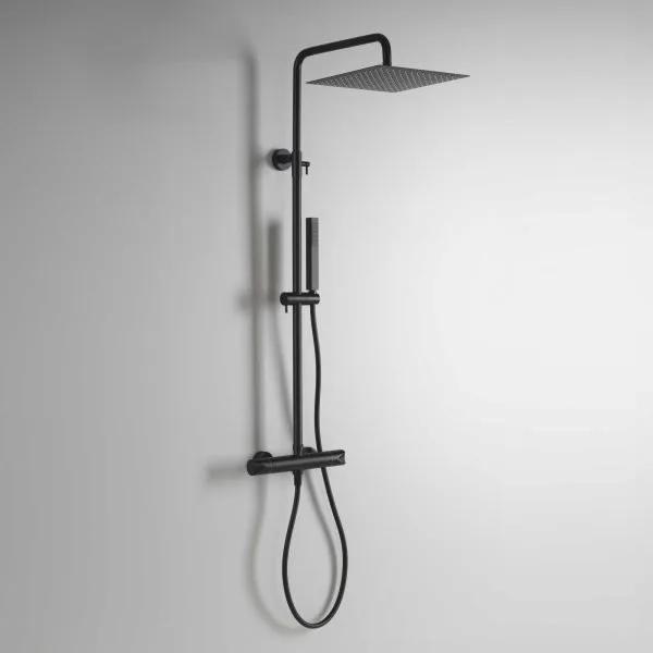 Colonna Doccia Ares Hermes Square Nero Opaco con Miscelatore e Soffione 25x25 cm - Art. 87824