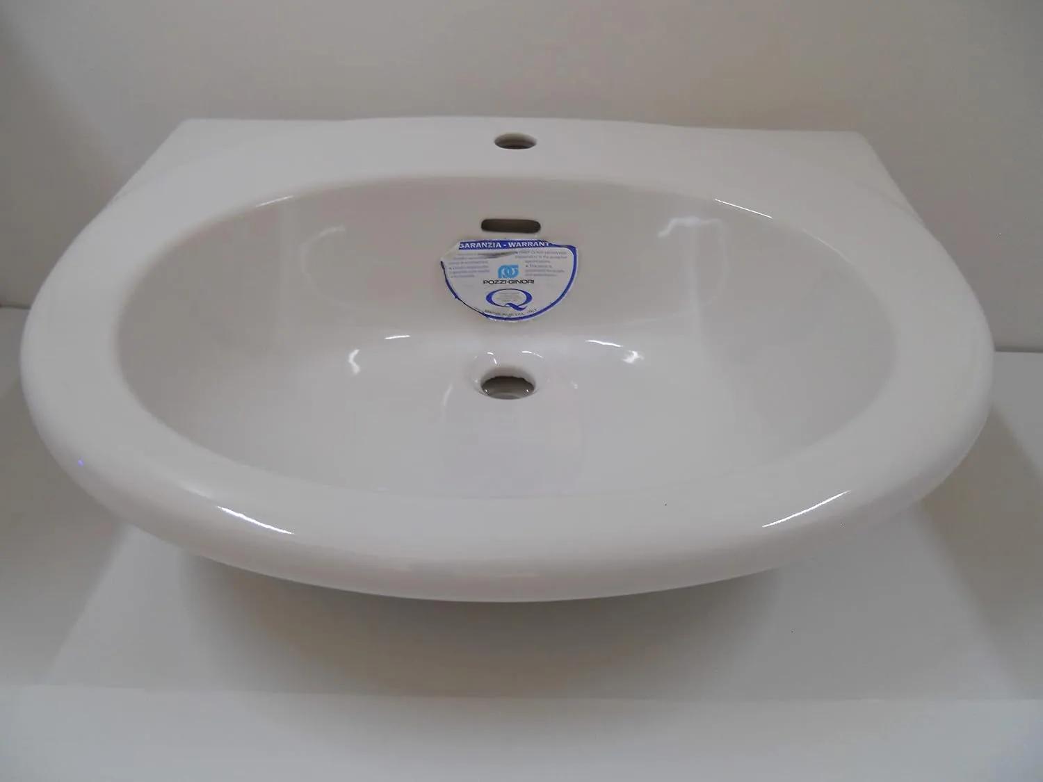 Lavabo Semincasso in Ceramica Pozzi Ginori Serie Concerto Bianco 64x52 cm