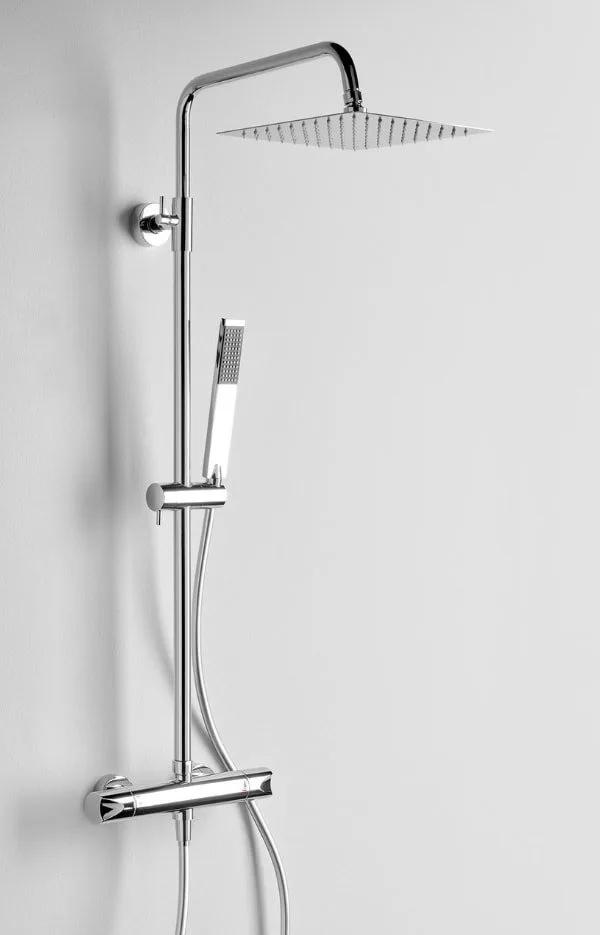 Colonna Doccia Ares HERMES SQUARE ART. 89824 con Miscelatore Meccanico e Soffione Quadrato Inox 25x25 cm, Cromo