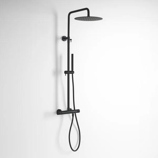 Colonna Doccia Termostatica Ares ALTHEA CX Round con Soffione Inox Ø 25 cm, Nero Opaco